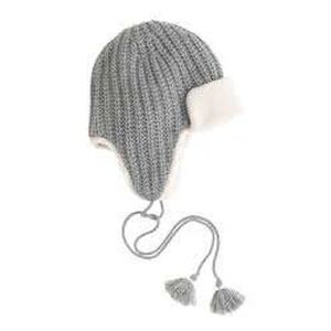 J.Crew Grey Wool Cashmere Blend Trapper Beanie Hat Sherpa Lined Pom Pom Earflap